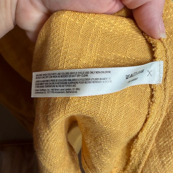 Free People Love My Life Mustard Yellow Button Front Midi Dress Boho XL - Picture 6 of 9